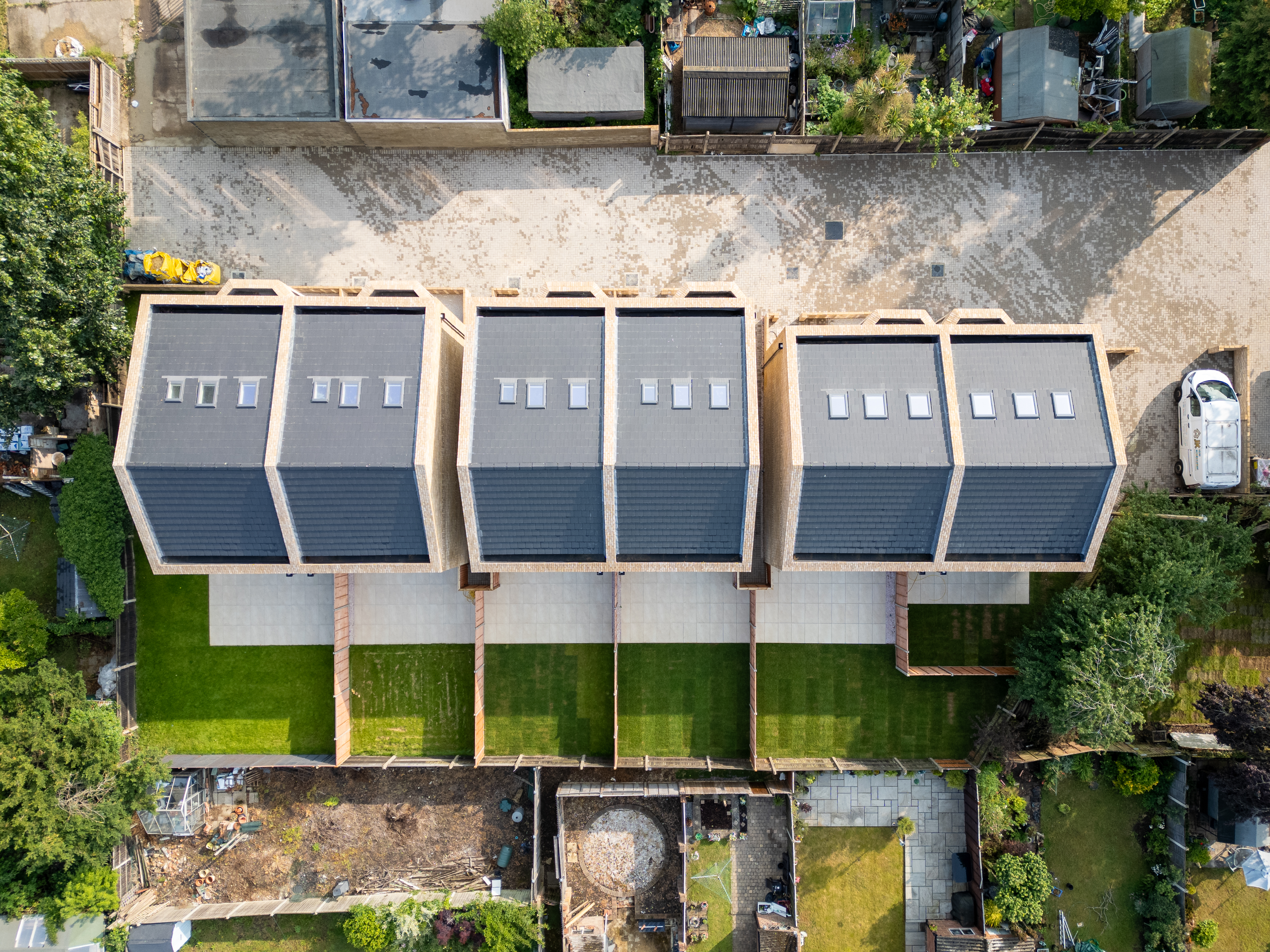 Aerial overview rear gardens